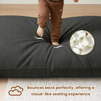 3 in 1 Kids Bean Bag Chair Bed for Kids or Adults, Convertible Chair Folds from Bean Bag Sofa to Lounger, Child Floor Sofa for Gaming, Reading (Grey)