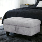 Ottoman with Storage for Living Room, 28.5'' Linen Living Room Ottomans Foot Rest, Upholstered Entryway Bench, End of Bed Storage Bench, Small Ottoman Foot Stool, Tufted Coffee Table, For Bedroom