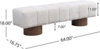 Christopher Knight Home Manila 64" Boucle Dining Bench, Upholstered Ottoman Bench, Rectangular Dining Seat, Spacious Seating, Long Footstool for Living Room Dining Room, No Assembly Needed, Beige
