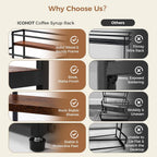 Coffee Syrup Rack Organizer, 2-Tier 10 Syrup Bottles Holder Stand for Coffee Bar, Liquor Bottle Display Shelf Bar Shelf Stand Countertop Rack for Syrup, Wine, Spice