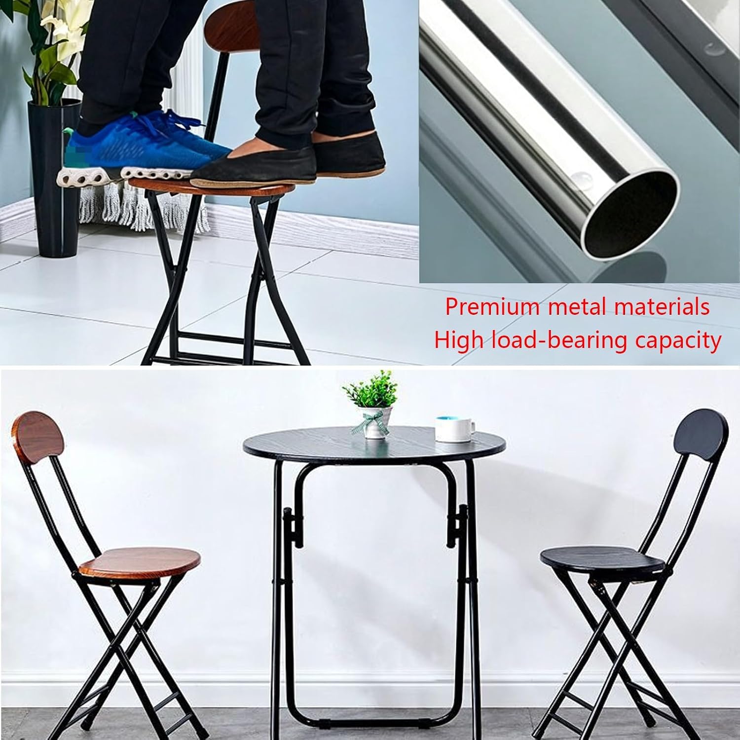 Modern Kitchen Barstools, Stacking Chairs, Video Game Chairs, Folding Stools, for Wedding, Banquets, Celebrations, Dinning, Office(Brown Woodgrain)