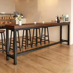 ZMHPLKH Narrow Bar Table for Small Spaces Industrial Rectangular Counter Height Table Retro Brown Wood Panel & Black Metal Frame Breakfast Bar Table for Apartments, Kitchen, Entryway