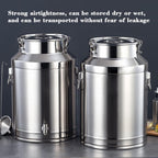 15l/20l/28l/35l Stainless Steel Milk Storage Can - Airtight Milk Transport Bucket with Silicone Lid for Home Brewing, Wine Making, and Water Storage Without Tap 35L