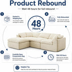 Oversized Cloud Couch Sectional Sofa for Living Room, Modular L Shaped Boneless Chenille Sofa with Chaise Lounge, Deep Seat Convertible Couch, Compressed No Assembly Floor Sofa (White)