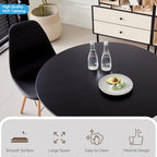 5-Piece 35.5" Round Dining Table Set, Small Kitchen Table Chairs Set of 4 Plastic Seats, Solid Wood Legs, Space Saving Furniture for Living Room Apartment Office Home, Black