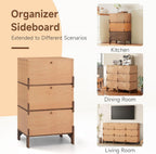 Sebastack Sideboard, Buffet Cabinet with 3 Storage Drawers, Easy Assembly Coffee Bar Wood Buffet Table for Kitchen, Dining Room, Bathroom, Office, Hallway, Beech Color (1 pcs)