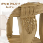 LKTART Round End Tables for Living Room, Vintage Side Table for Small Spaces, Victorian Wooden End Table with Carved Wood Legs, Antique Natural