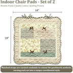Leeva Cotton Linen Floral Patchwork Chair Pads with Ties - Kitchen Dining Chair Seat Pads, Set of 2, Pink