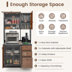 PETSITE Kitchen Buffet Hutch Storage Cabinet, 71" Freestanding Pantry with 3 Cabinets & Drawers, Adjustable Shelves, Microwave Cupboard for Living Room, Dining Room (Walnut)