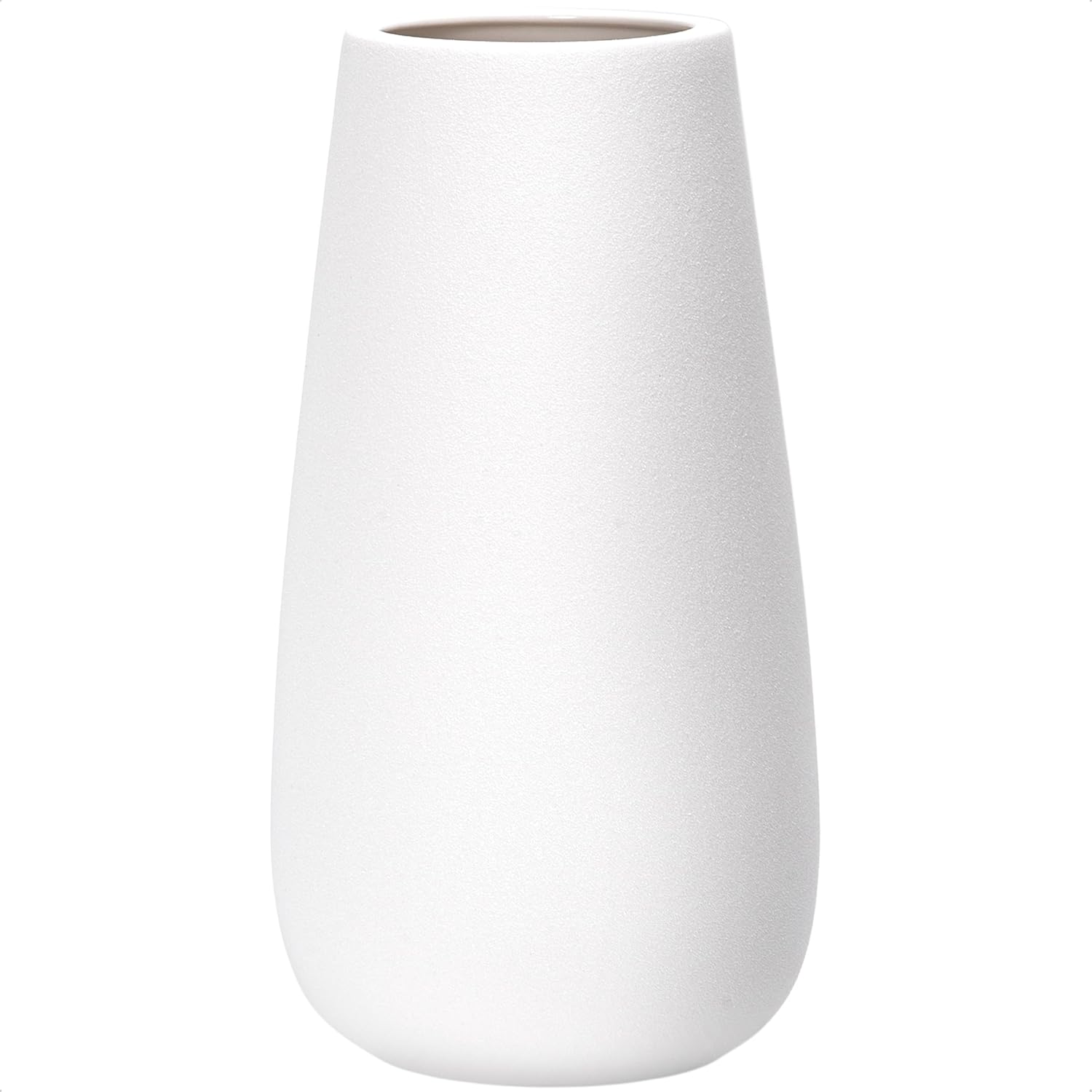 D'vine Dev 12 Inch Ivory Elegant Oval Ceramic Vase for Flowers, Home Décor Vase with Design Box, VS-LD-C-2