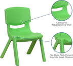 Flash Furniture Whitney 2 Pack Green Plastic Stackable School Chair with 10.5'' Seat Height