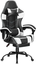 Gaming Chair with Footrest, Ergonomic Video Game Chair with Headrest and Lumbar Support, 400 lbs Adult Chair, Height Adjustable 360° Swivel High Back Reclining Computer Chair for Home Office (White)