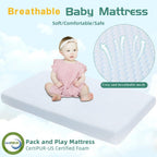 Pack and Play Mattress,Dual Sided Memory Foam Pack N Play Mattresses,Breathable with Non-Slip Bottom Removable Cover
