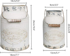 Yoillione Milk Jug, Farmhouse Vase, Decor with Handle - White Metal Vase for Artificial Flowers