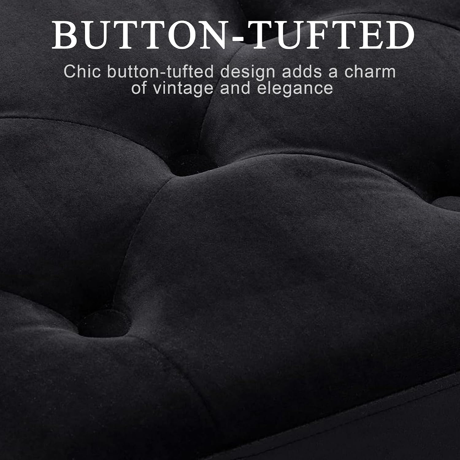 DUHOME Button-Tufted Ottoman Bench, Upholstered Bedroom Benches Velvet Footrest Stool Accent Bench for Entryway Dining Room Living Room Bedroom End of Bed, Black