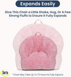 Delta Children - Serta Kids Plush Barrel Toddler Chair, Soft Foam Chair Bean Bag Chair Alternative for Boys and Girls, Cozy Seat for Reading, Watching Cartoons, Playroom Nursery Bedroom, Pink