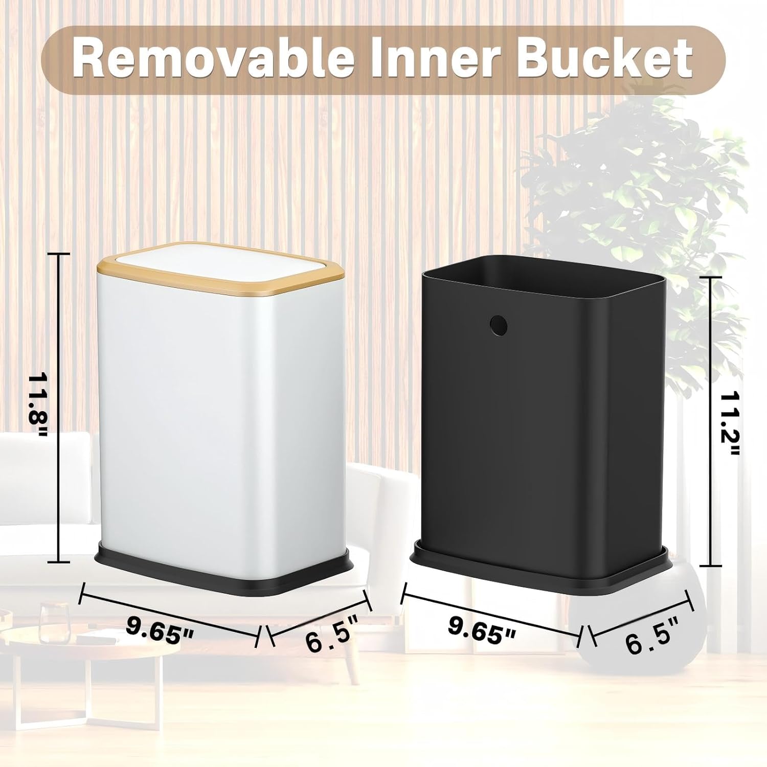 2.1 Gal Slim Bathroom Trash Can with Swing Lid, Rustproof Stainless Steel Small Garbage Can for Narrow Spaces & Toilet Side, Dog Proof Odor Control Waste Basket for Bedroom/Office, White