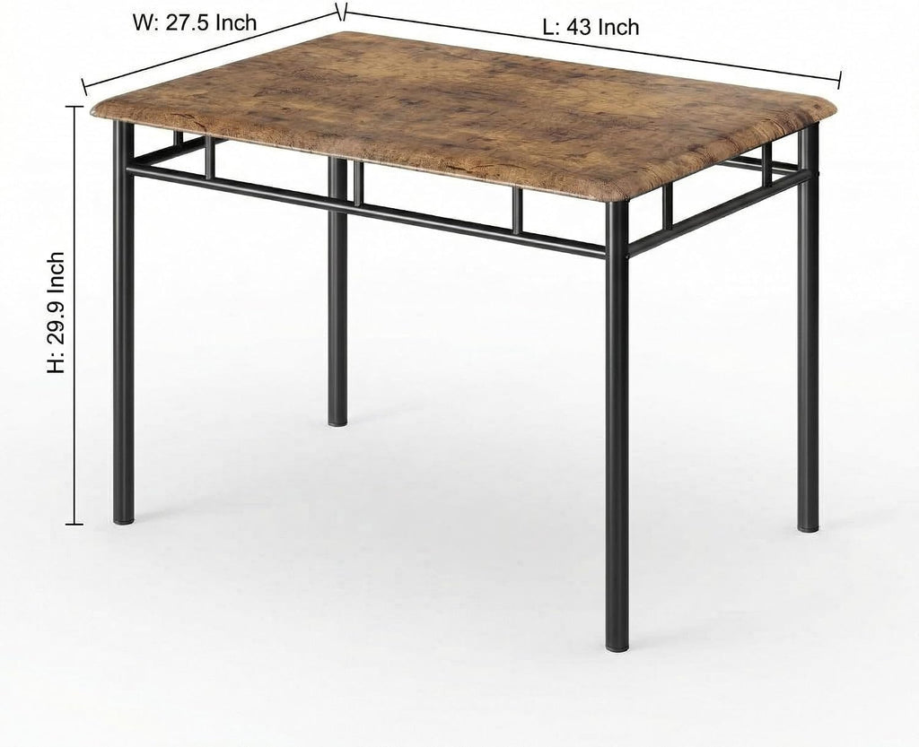 IDEALHOUSE Space-Saving 5-Piece Dining Table Set for 4 – Farmhouse Wooden Kitchen & Dining Room Furniture with Upholstered Chairs – Compact Breakfast Nook, Vintage Color
