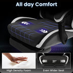 N-GEN GAMING Gaming Chair Video Game Computer Office Desk Use Ergonomic Reclining Backrest Adjustable Armrests Lumbar Support Footrest High Density Foam Breathable Fabric Heavy Duty Base (Black)