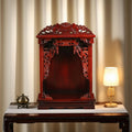 Wall Mounted Shrine Buddhist Altar, Solid Wood Meditation Altar Table, Buddha Cabinet, Personal Shrine Stand with Retractable Pull Plate, for Bedroom, Office(Red,42cm/16.5in)