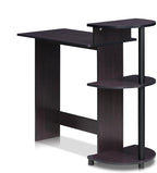 Furinno Compact 29-Inch Brown Computer Desk, Office Desk with 3 Side Shelves, Rectangular Home Office Desk, Gaming Desk for Home Office, Bedroom, Study Room, Dark Mocha