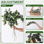 Juxdp 33" Artificial Blueberry Stems for Vase - 4 Pcs Lifelike Faux Blueberries Fruit Branch, Fake Flower Picks for DIY Bouquet, Table Centerpiece, Kitchen, Shower, Home Decoration (Blue)