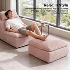 38.7" Plush Corduroy Ottoman, Upholstered Cloud Ottoman for Boneless Couch in a Box,Oversize Poufs for Living Room & Bedroom Sofa Ottoman,Comfy Seating with Dense Foam Padding,Pink