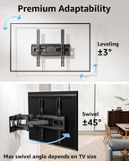 EconoMe TV Wall Mount for Most 32-65 inch Flat Screen/LED/4K TVs, TV Mount with Swivel and Tilt Articulating Dual Arms, Full Motion Wall Mount up to 16” Stud, Max VESA 400X400mm, up to 99lbs