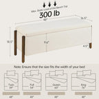 Usaint Wooden Storage Ottoman Bench, 47" Fabric Upholstered End of Storage Bench with Rubberwood Legs, Entryway Bench with Storage for Bedroom, Living Room, Reception, Cloakroom, Beige