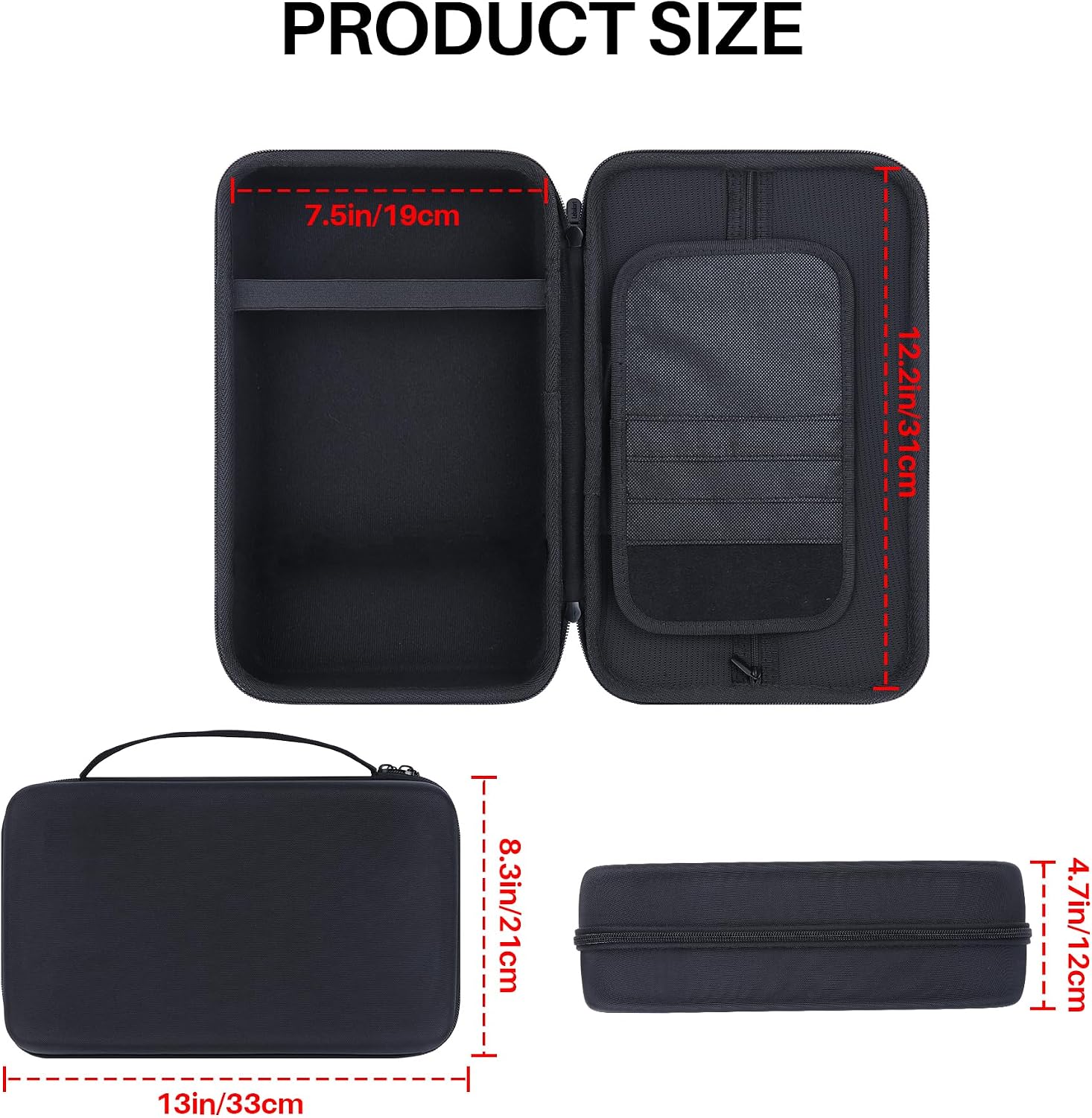 Lebakort Storage Case Compatible with MEGATEK 12.5" / Pofoto 12.5" / WONNIE 12.5" / ieGeek 12.5" / DBPOWER 12" Portable DVD Player (Black, for 12-12.5 Player)
