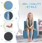 Toddler Chair, Comfy Kids Sofa Chair for Playroom, Supportive Toddler Couch for Boys and Girls with Washable Cover, Small Kids Furniture Sofa for Baby Gift (L-Shape-Blue)