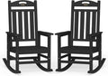 Oversized Outdoor Rocking Chairs Set of 2, High Back Porch Rocking Chair, HDPE All Weather Resistant Rocking Chairs for Patio, 380lbs Weight Capacity, Black