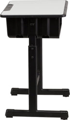 Flash Furniture Billie Open Front Student Desk for Classrooms or Remote Learning, Height Adjust School Desk with Book Box and Bag Hooks, Black/Gray