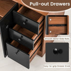 Nightcore Kitchen Pantry Storage Cabinet, 71" Freestanding Pantry with 3 Deep Drawers, Adjustable Shelves, Kitchen Hutch with Microwave Countertop for Dining Room, Living Room (Walnut & Black)