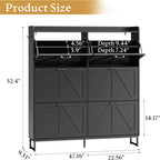 Wodeer Shoe Cabinet Storage for Entryway, Shoe Storage Cabinet with 6 Flip Drawers, Freestanding Narrow Shoe Rack Organizer with Metal Legs, Adjustable Shelves & Open Storage for Foyer, Hallway, Black