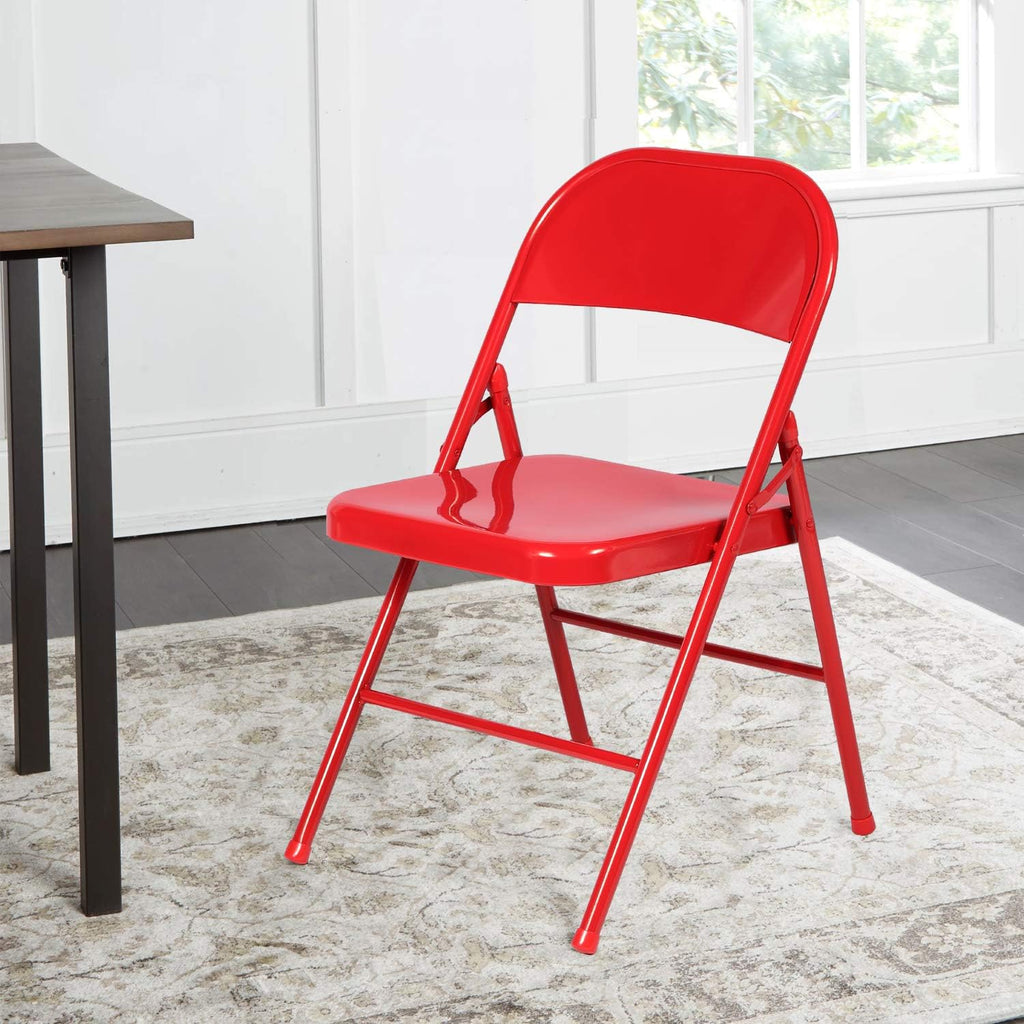 VECELO All-Steel Folding Chair Set of 4, Heavy Duty Metal Foldable Chairs, Double Hinged, Stackable Commercial Seating for Indoor Outdoor Events, Wedding, Party, Patio, Office