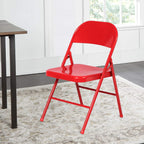 VECELO All-Steel Folding Chair Set of 4, Heavy Duty Metal Foldable Chairs, Double Hinged, Stackable Commercial Seating for Indoor Outdoor Events, Wedding, Party, Patio, Office