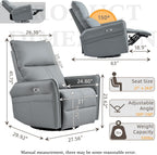 Power Swivel Rocker Recliner Chair for Nursery, Upholstered 270° Swivel Glider Rocker Chair with USB Ports, Small Power Recliners for Small Spaces Living Room