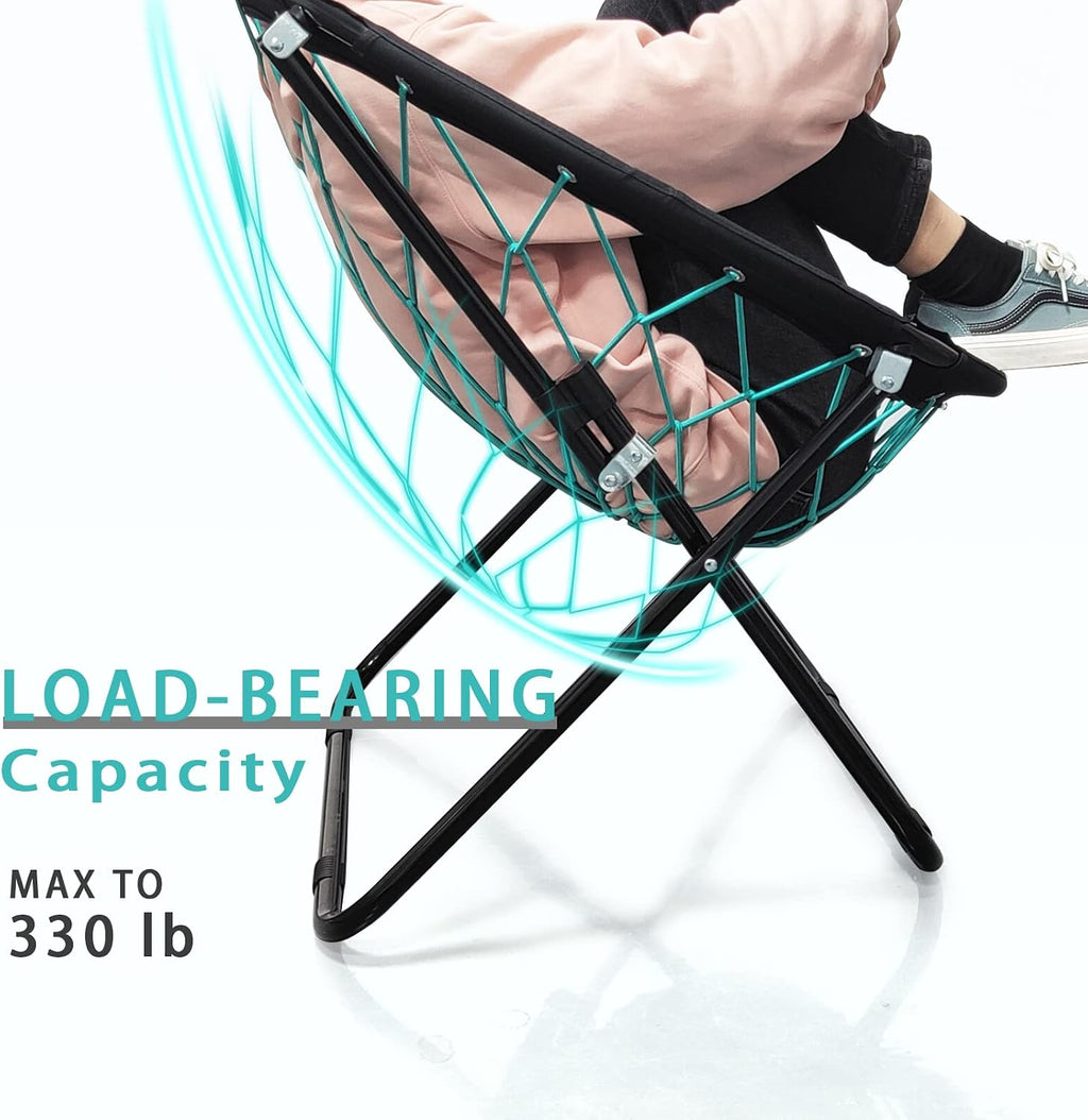 CampLand Bunjo Bungee Dish Chair-Versatile Folding Chair with Fun Bouncy Design-for Room Garden Dorm Rooms and Lounging in Living Rooms Set of 2pcs
