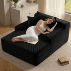 ODUWA 65" Oversized Chaise Lounge Chair Indoor, Boneless Cloud Couch Chair with Wide Armrest 3 Pillows, Comfy Cozy Sofa Bed Couches for Living Room No Assembly Require, Black