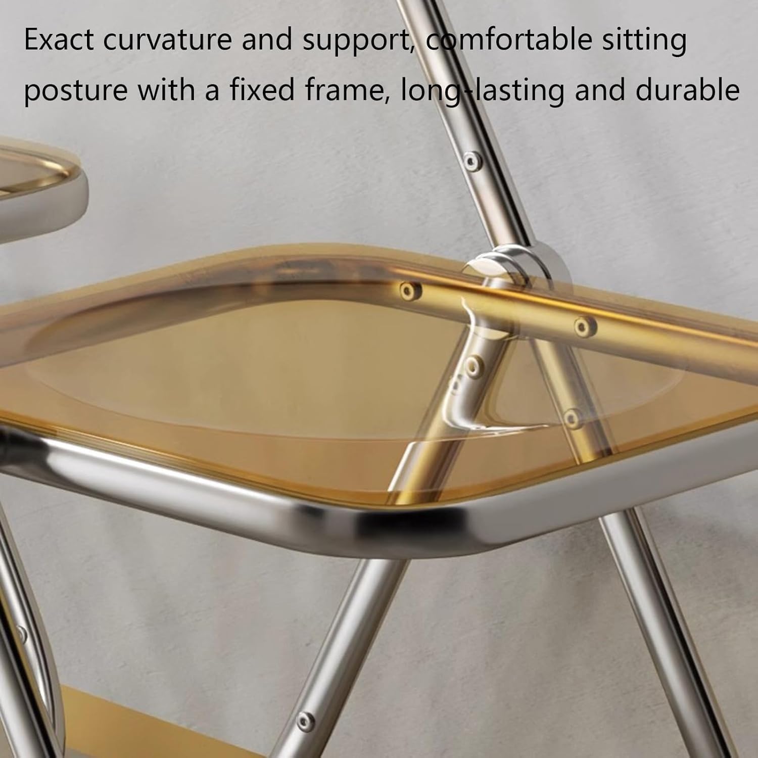 Modern Folding Dining Chair for Bedroom Home Transparent Backrest Stool with Simple Design Green Dining(Red)