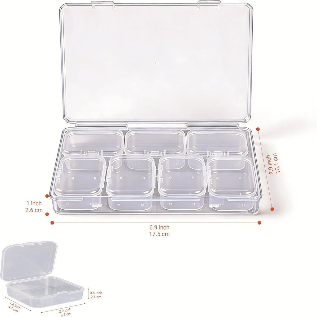 Bead Organizer Box 8-Piece Small Beads Storage Cases and Plastic Container with Hinged Lids Containers for Jewelry Making, Bracelet Crafts and DIY Projects