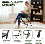 Folding Chairs 4 Pack, Plastic Folding Chairs for Outside, Heavy Duty Foldable Chairs, Sturdy Metal Folding Chairs, 350 lbs Capacity, for Patio, Garden, Camping, Black