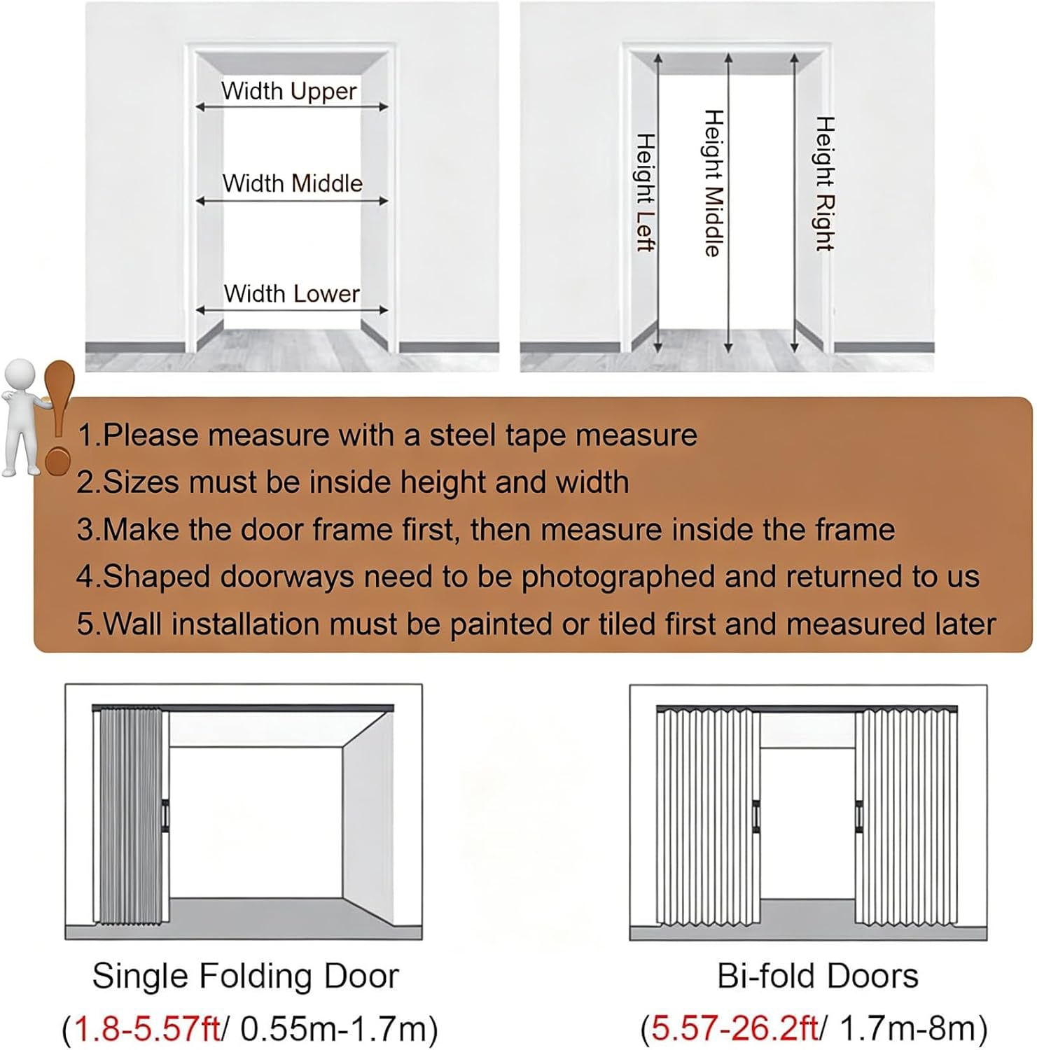 PVC Waterproof Accordion Door, Tall White Sliding Accordion Doors with Handles & Acrylic Glass, Customizable Size/Color Folding Door, Folding Double Doors for Home/Office,58x94in