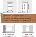 PVC Waterproof Accordion Door, Tall White Sliding Accordion Doors with Handles & Acrylic Glass, Customizable Size/Color Folding Door, Folding Double Doors for Home/Office,44x71in