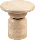 Creative Co-Op Round Mango Wood Accent Table with Stacked End Grain Base, Whitewashed Finish