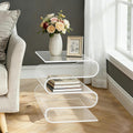 Clear Acrylic Side Table, S-Shaped Minimalist End Table Integrated Accent Tables for Living Room Bedroom No Assembly(S-Shaped, Clear)