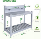 EAGLE PEAK Potting Bench, Weatherproof Vinyl Potting Table for Outdoor & Indoor Use, Easy Clean Garden Workstation with Storage Shelves, Gray, 40"