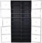 10 Tiers 40 Pairs Collapsible Shoe Rack Organizer with Doors Large Plastic Folding Shoe Cabinet for Closet Entryway Living Room