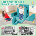 11pcs Modular Kids Play Couch Toddler Sectional Sofa DIY Creativing Convertible Play Fort Foam Play Couch Child Floor Folding Sofa for Playroom Bedroom Living Rooms Furniture(Dark Gray)